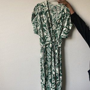 Mango 1XL Floral Green Jumpsuit